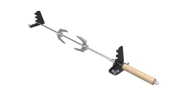 Комплект: Вертел + Опоры для мангала Грильвер,  из нерж. стали, 8мм., дерев. ручка