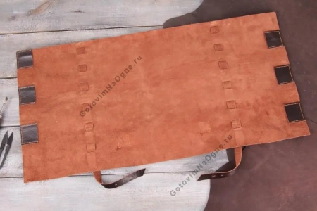 Чехол-скрутка "Готовим на огне" для 6 шампуров, из нат. кожи.