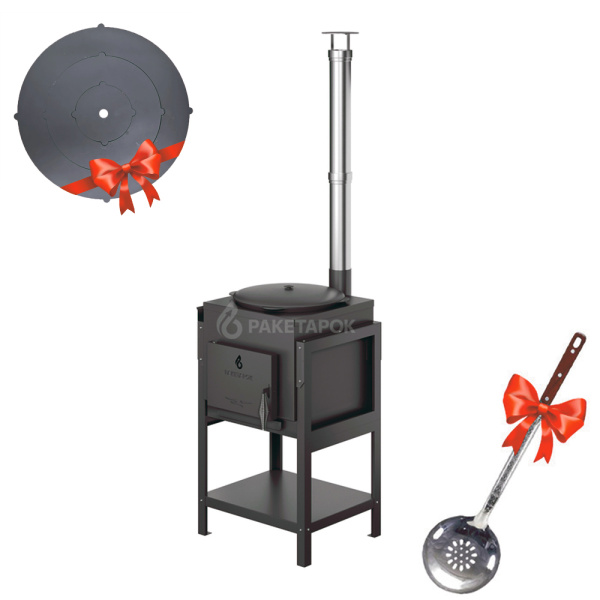 КОМПЛЕКТ: Печь ФОРТ-12 + Казан 10л чугунный с алюм. крышкой и дужкой (Татарстан)