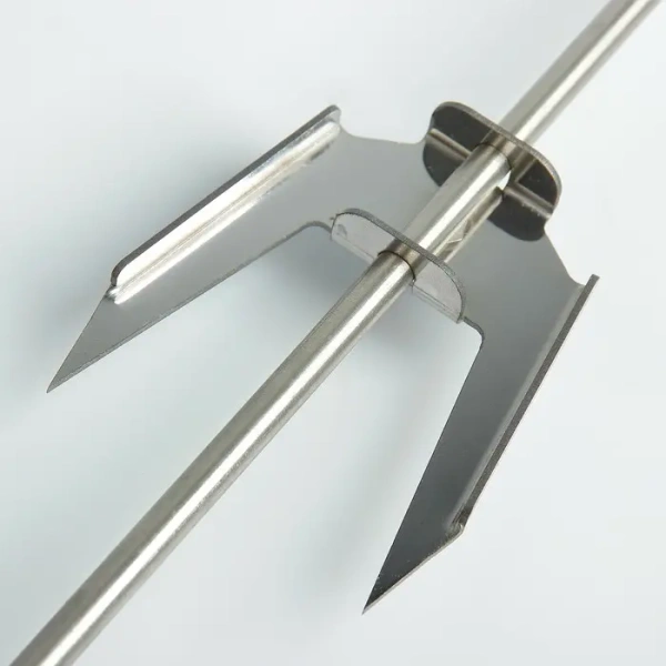 Комплект: Вертел + Опоры для мангала Грильвер,  из нерж. стали, 8мм., дерев. ручка