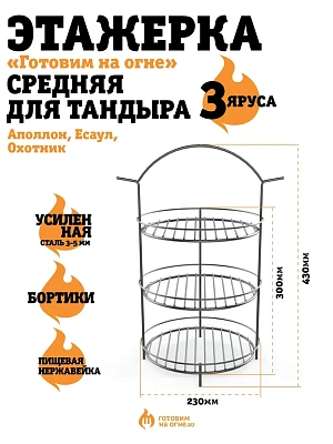 Этажерка с бортиками 3-х ярусная, Средняя