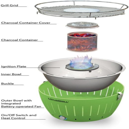 Угольный гриль LOTUS Grill Classic, решетка 32см, серый