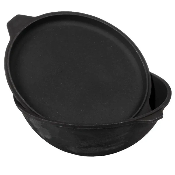 Казан 8 литров чугунный с крышкой-сковородкой (Беларусь)