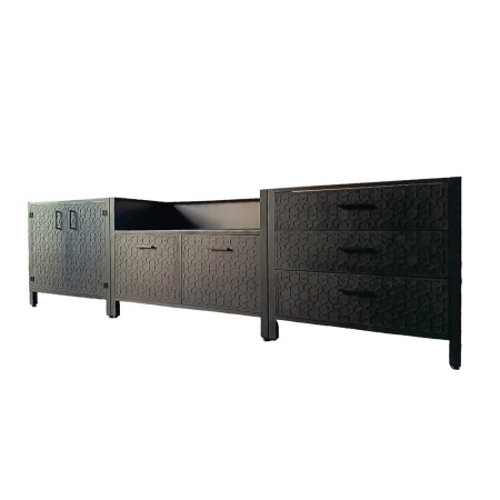 Кухня барбекю ПРОТЕЙ К-3 c газовым грилем NAPOLEON Bilex-485, 2 тумбы со столешн. из нерж. стали