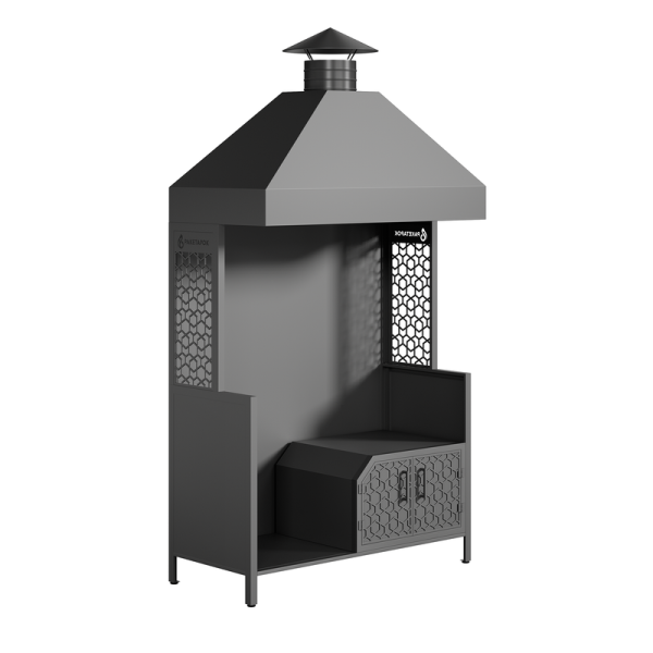 Модуль кухни барбекю ПРОТЕЙ К-3 для гриль-печи, с вытяжным куполом трапеция и тумбой