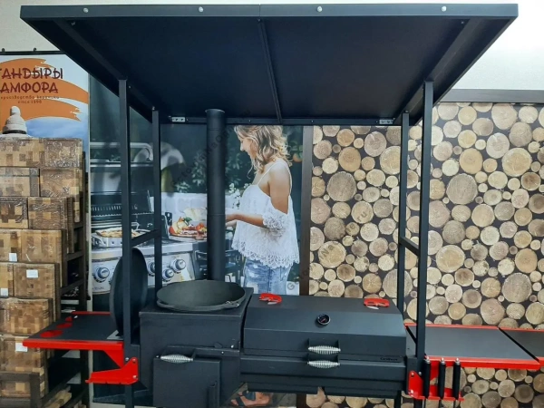 Печь-мангал ИСКАНДЕР "Инклайн 400 NEW" с крышкой-гриль, под казан 12 л.