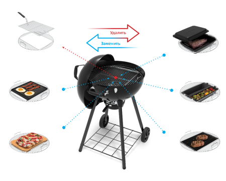 Угольный гриль BROIL KING Crown Kettle 57, решетка из нержавеющей стали, съемник