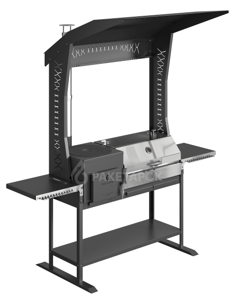 Печь-мангал ОКТАНТ 12 с КРЫШЕЙ и печью под казан 12л