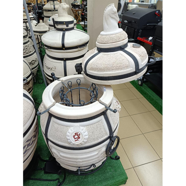 Тандыр "Поручик" с поворотной крышкой, термометр, подставка