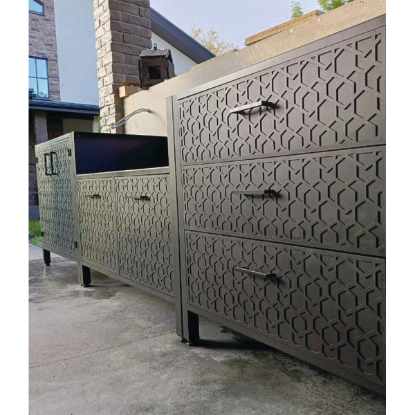 Тумба ПРОТЕЙ К-3 с выдвижными ящиками, столешница из нерж. стали, 90 см