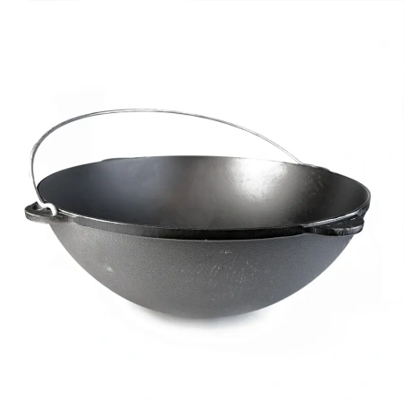 Казан чугунный 12 литров с чугунной КРЫШКОЙ-САДЖ и дужкой (Гардарика)