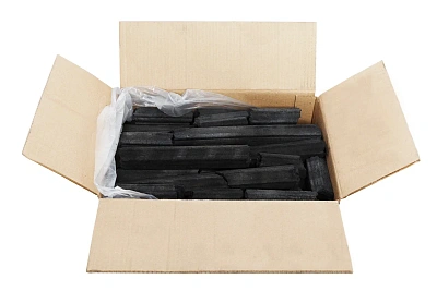 Угольные брикеты "Биоресурс" в коробке 10кг, с полым сердечником