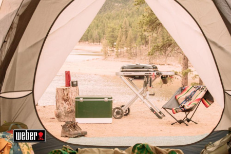 Газовый гриль WEBER Traveler, 1 горелка, 3,8кВт, складные ножки, черный