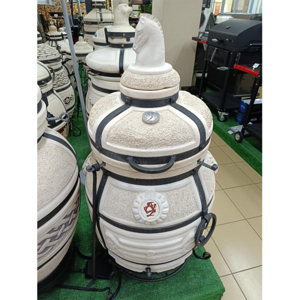 Тандыр "Поручик" с поворотной крышкой, термометр, подставка