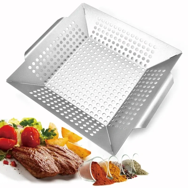 Перфорированный противень для гриля, квадратный из нерж. стали