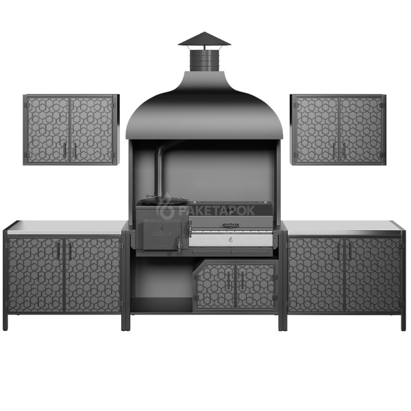 Модуль кухни барбекю ПРОТЕЙ К-3 для гриль-печи с вытяжным куполом и тумбой