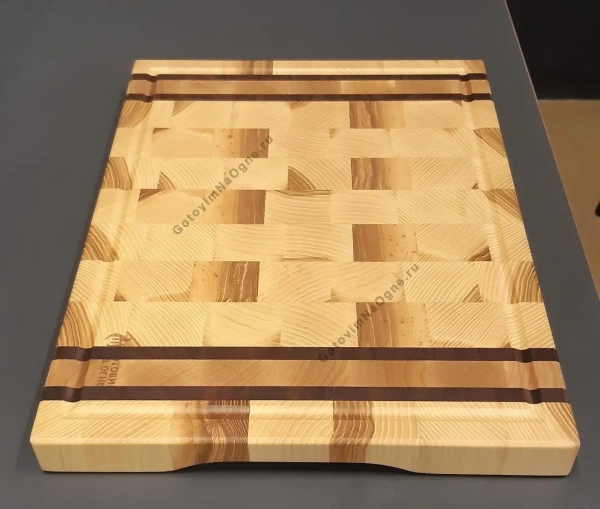 Разделочная торцевая доска, 40х30см., Ясень, Орех, Мовингу