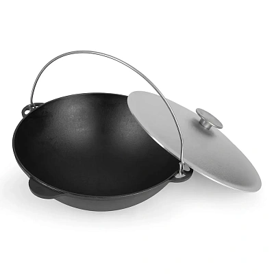 Казан чугунный 32 литра с алюминиевой крышкой и дужкой (Гардарика)