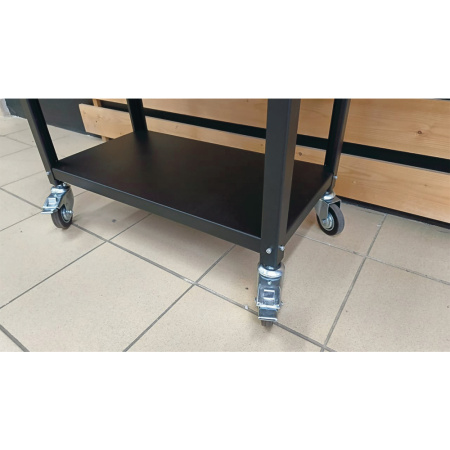 Мангал ДИОН 700 на колесах с черной крышкой-гриль и решетками из нерж. стали