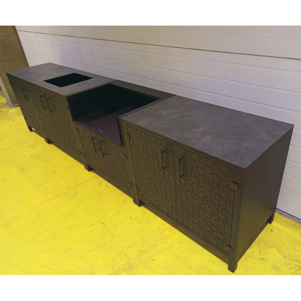 Кухня барбекю ПРОТЕЙ К-3 c газовым грилем NAPOLEON Bilex-485, 2 тумбы со столешн. из нерж. стали