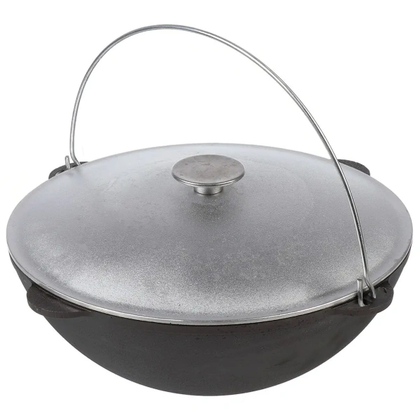 Казан чугунный 18 литров с алюминиевой крышкой и дужкой (Гардарика)