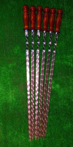 Шампур для люля-кебаб с дер. ручкой, раб.  длина 45см., ширина 16мм.