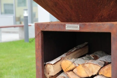 KORWOOD HIT 05 дровяной очаг-остров с дровницей 