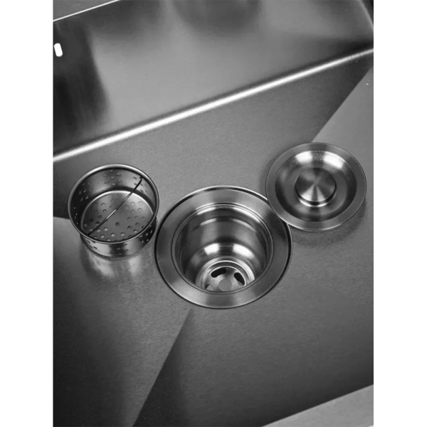 Мойка для тумбы ПРОТЕЙ К-3 с установкой, нерж.ст. с PVD покрытием графитово-черное