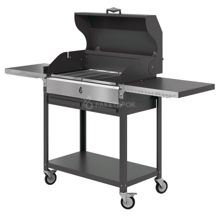 Мангал ДИОН 700 на колесах с черной крышкой-гриль и решетками из нерж. стали
