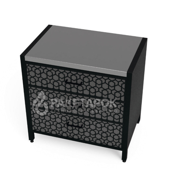 Тумба ПРОТЕЙ К-3 с выдвижными ящиками, столешница из нерж. стали, 90 см