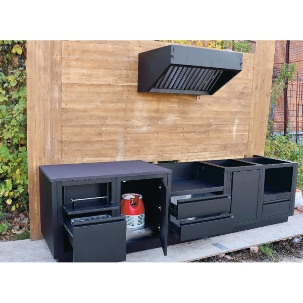 Кухня барбекю из нерж. стали с газовым грилем NAPOLEON BIG-32 и грилем MONOLITH Classic TWO, цвет черный