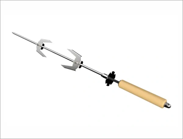 Комплект: Вертел + Опоры для мангала Грильвер,  из нерж. стали, 8мм., дерев. ручка