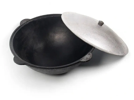 Казан 22 литра чугунный с алюминиевой крышкой (Узбекистан)