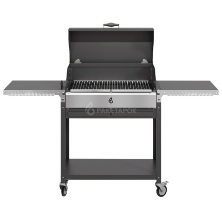 Мангал ДИОН 700 на колесах с черной крышкой-гриль и решетками из нерж. стали