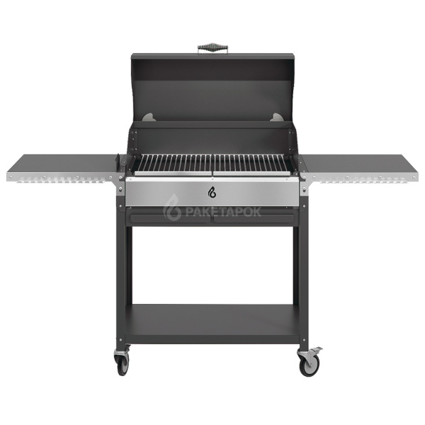 Мангал ДИОН 700 на колесах с черной крышкой-гриль и решетками из нерж. стали