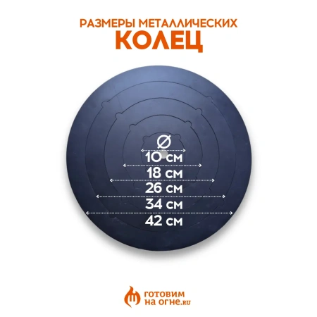 Плита стальная с 5-ю кольцами, 5мм, для печи под казан 375-410мм